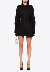 Patou Ruffled Mini Shirt Dress Black DR1360017_999B