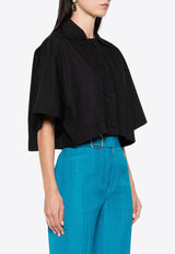 Patou Wave Appliqué Cropped Shirt Black BL0320017_999B