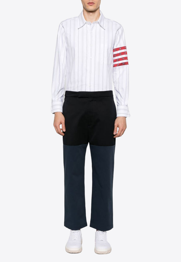 Thom Browne Unconstructed Combo Straight-Leg Pants Blue MTU328UF0175_415