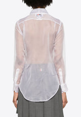 Thom Browne Tie Applique Sheer Organza Shirt White FLL117C05762_100