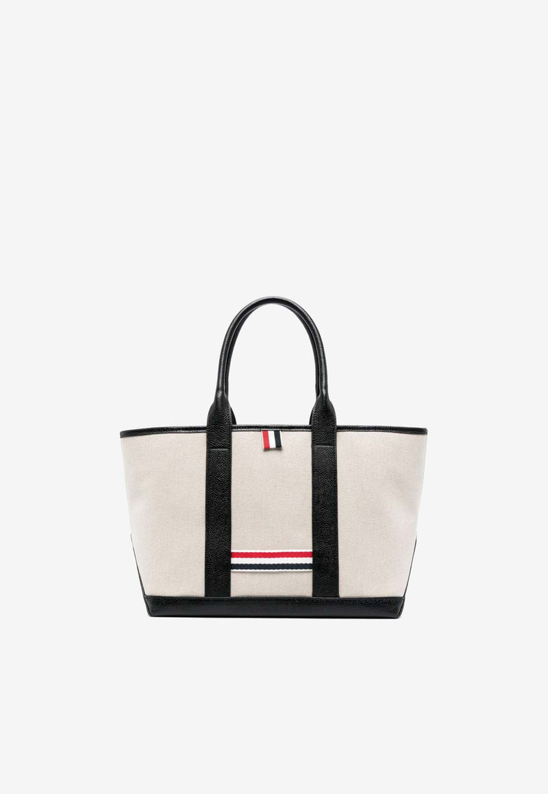 Thom Browne RWB Stripe Canvas Tote Bag Beige MAG390AF0492_001