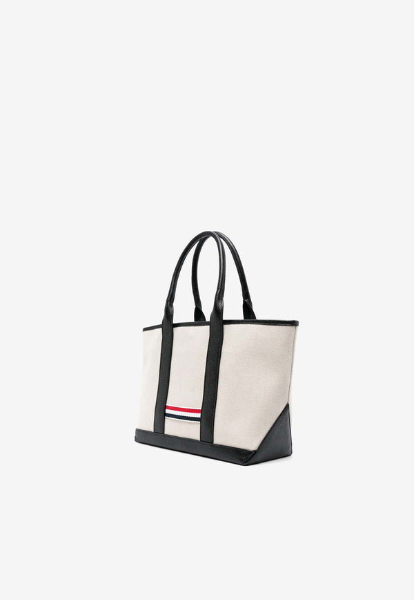 Thom Browne RWB Stripe Canvas Tote Bag Beige MAG390AF0492_001