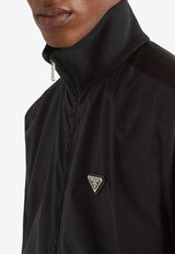 Prada Silk-Blend Zip-Up Jacket Black SGC469SWMO133V_F0002