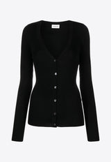 P.A.R.O.S.H V-neck Ribbed Cardigan Black D520738CIPRIA24_013