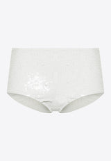 P.A.R.O.S.H Sequined Bikini Bottoms White D210554GARBO24_002