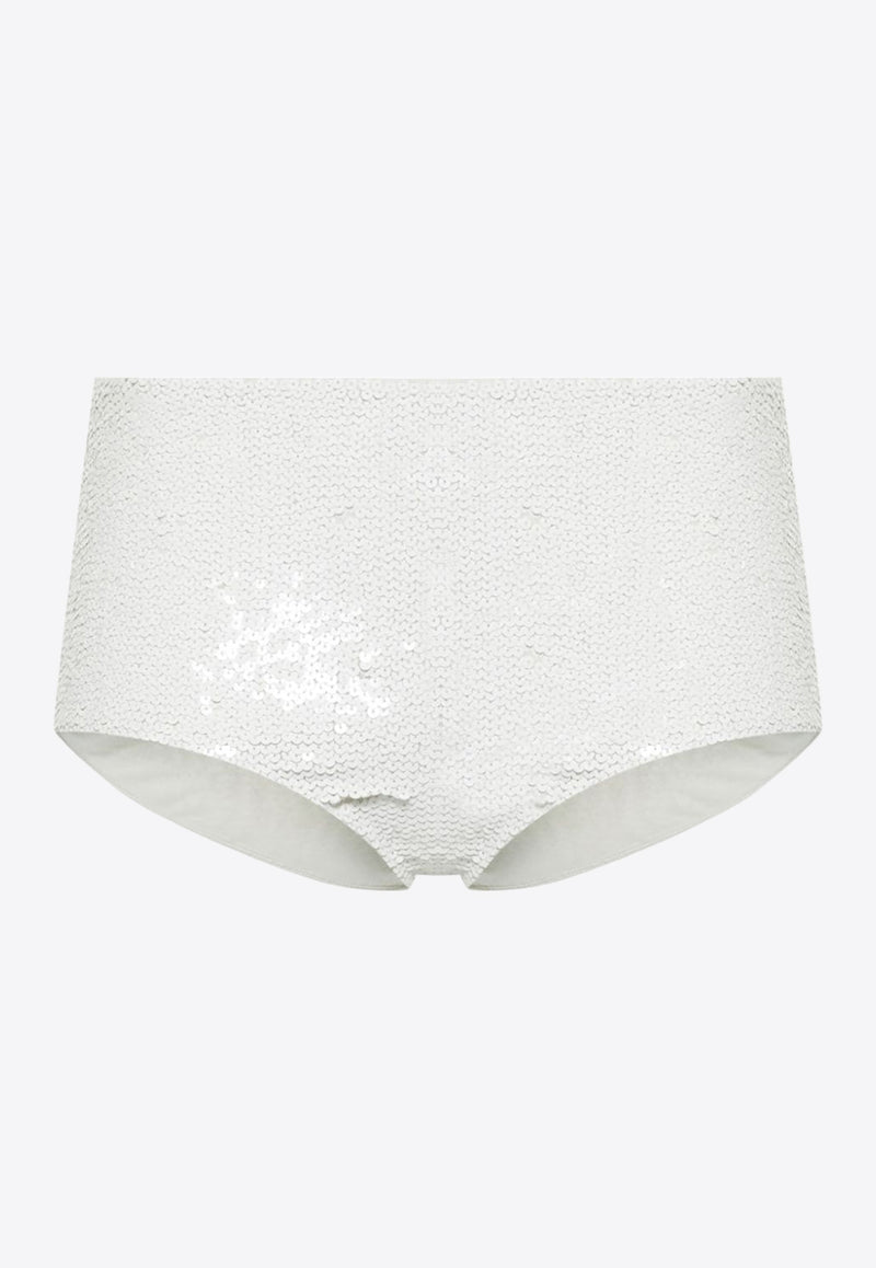 P.A.R.O.S.H Sequined Bikini Bottoms White D210554GARBO24_002