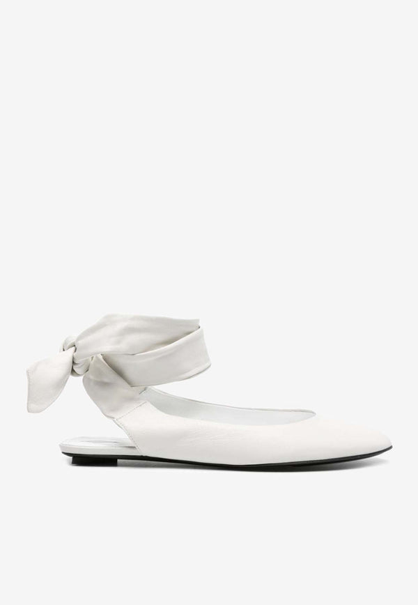 The Attico Cloe Calf Leather Ballet Flats White 242WS793L001_001