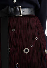 Prada Eyelet-Embellished Fringed Skirt Red P124KRSOOO1404_F0532
