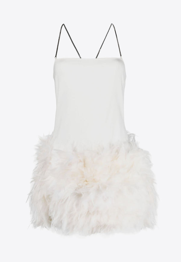 The Attico Fujiko Feather-Trimmed Mini Dress White 241WCA281RY02F_001