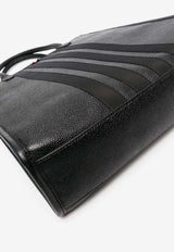 Thom Browne 4-bar Stripes Grained Leather Tote Bag Black MAG445A00198_001