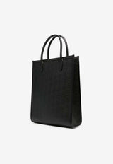 Thom Browne 4-bar Stripes Grained Leather Tote Bag Black MAG445A00198_001