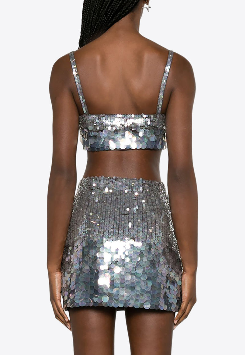 P.A.R.O.S.H Iridescent Sequins Cropped Top Silver D311579GIGI_067