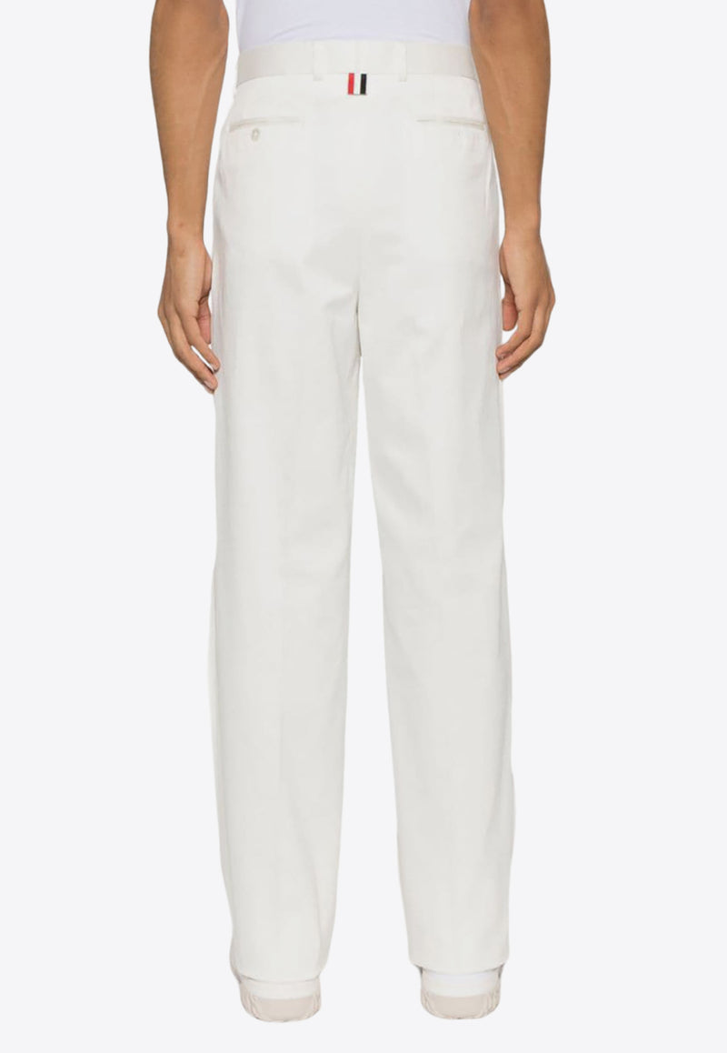 Thom Browne Straight-Leg Twill Pants White MTC222U03788_100