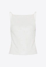 P.A.R.O.S.H Open-Back Sequined Top White D300810GARBO24_002