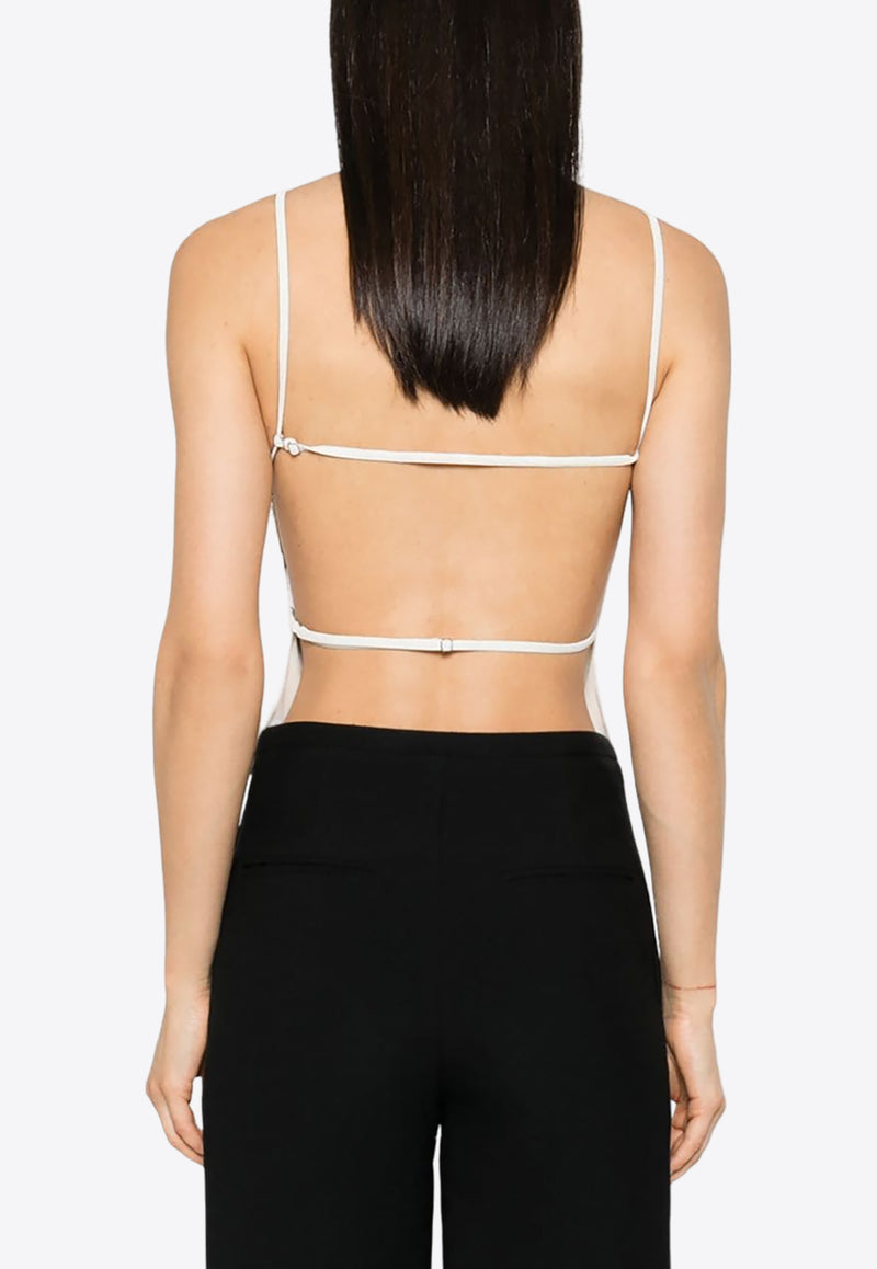 P.A.R.O.S.H Open-Back Sequined Top White D300810GARBO24_002