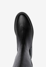 Thom Browne 4-bar Stripes Knee-High Chelsea Boots in Grained Leather Black FFB138A06257_001