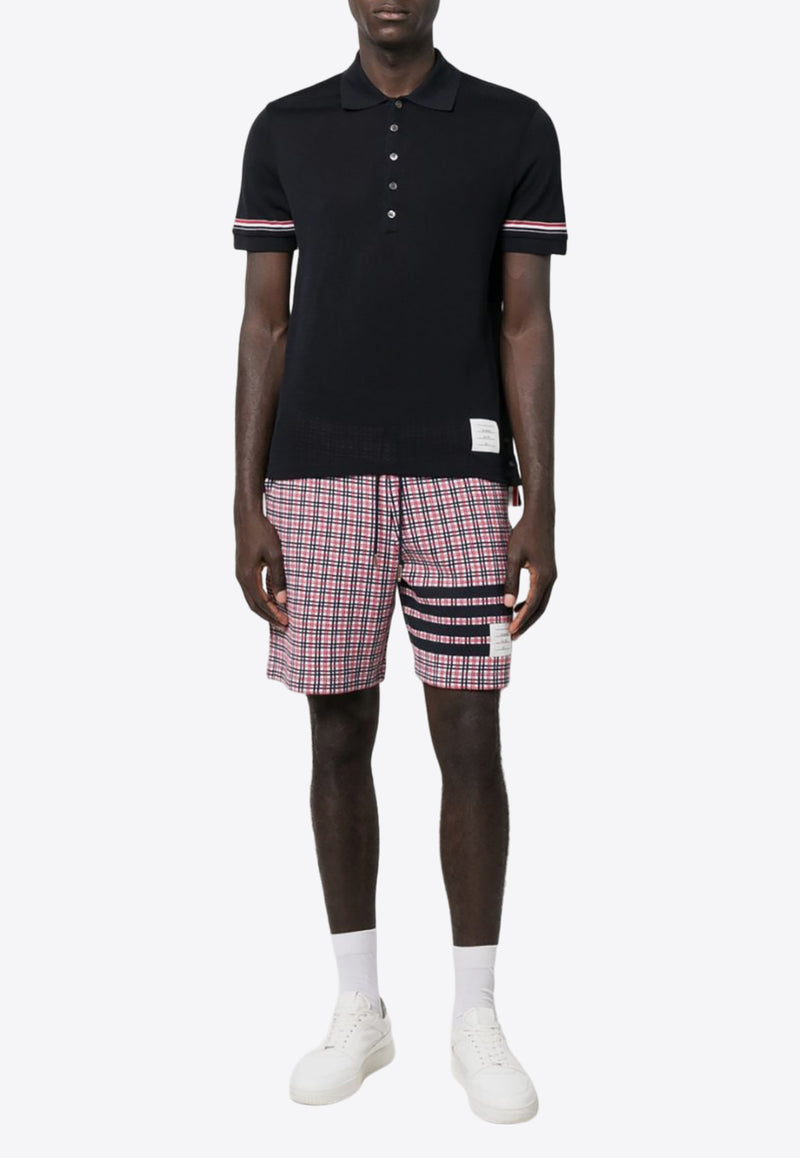 Thom Browne Name Tag Patch Short-Sleeved Polo T-shirt Blue MJP193AJ0129_415