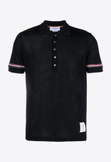 Thom Browne Name Tag Patch Short-Sleeved Polo T-shirt Blue MJP193AJ0129_415