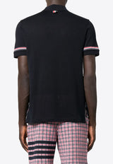 Thom Browne Name Tag Patch Short-Sleeved Polo T-shirt Blue MJP193AJ0129_415