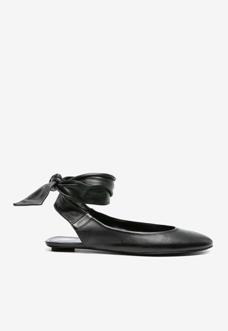 The Attico Cloe Calf Leather Ballet Flats Black 242WS793L001_100