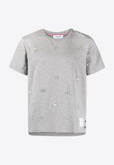 Thom Browne Embroidered Crewneck T-shirt Gray MJS254E00042_055