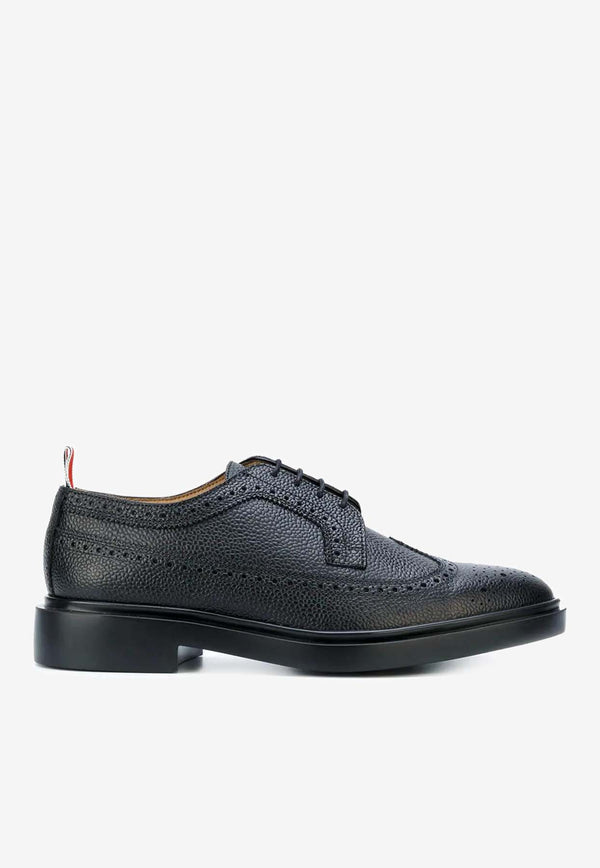 Thom Browne Longwing Grained Leather Brogue Shoes Black MFD002H00198_001