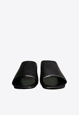 La Rose Nappa Leather Slides Black P7Z100_NERO