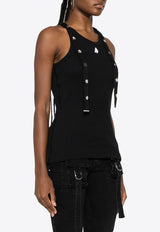 The Attico Strap Detail Ribbed Tank Top Black 241WCT229J038_100