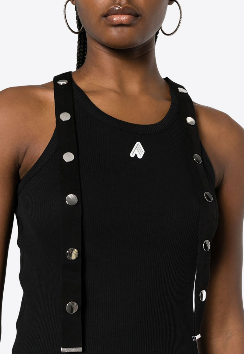 The Attico Strap Detail Ribbed Tank Top Black 241WCT229J038_100