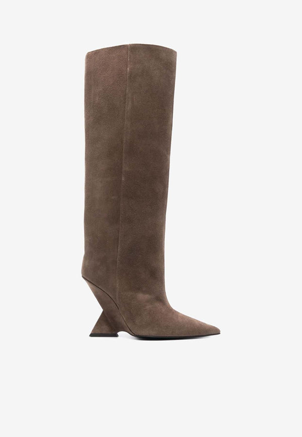The Attico Cheope 105 Suede Knee-High Boots  Gray 241WS626L040_624