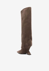 The Attico Cheope 105 Suede Knee-High Boots  Gray 241WS626L040_624