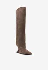 The Attico Cheope 105 Suede Knee-High Boots  Gray 241WS626L040_624