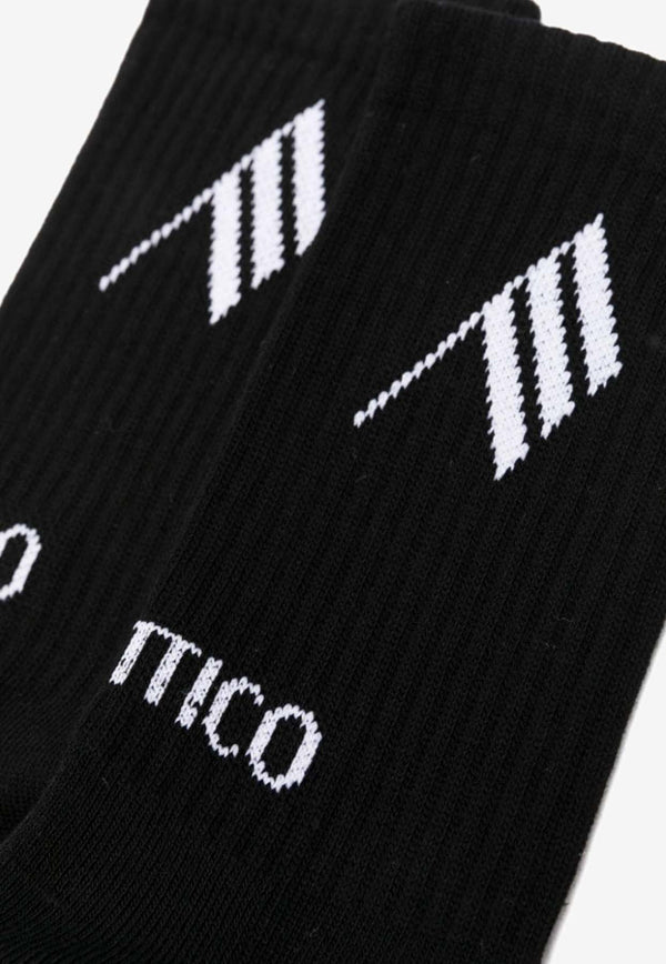 The Attico Intarsia Knit Logo Socks Black 241WAK01C030_677