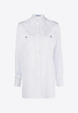 Prada Triangle Logo Long-Sleeved Shirt White P478GXSOOO126L_F0009