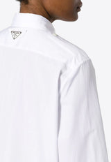 Prada Triangle Logo Long-Sleeved Shirt White P478GXSOOO126L_F0009