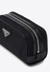 Prada Triangle Logo Zipped Pouch Bag Black 2NE063789_F0002