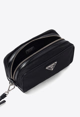 Prada Triangle Logo Zipped Pouch Bag Black 2NE063789_F0002