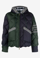 Thom Browne 4-bar Stripes Colorblocked Puffer Jacket Green FBD412YF0241_310