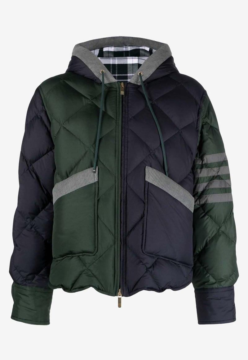 Thom Browne 4-bar Stripes Colorblocked Puffer Jacket Green FBD412YF0241_310