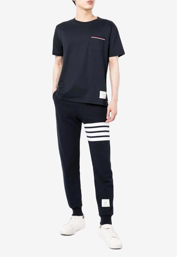 Thom Browne Name Tag Patch Crewneck T-shirt Navy MJS010A01454_415