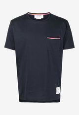 Thom Browne Name Tag Patch Crewneck T-shirt Navy MJS010A01454_415