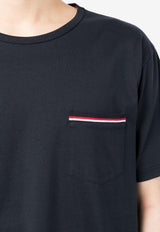 Thom Browne Name Tag Patch Crewneck T-shirt Navy MJS010A01454_415