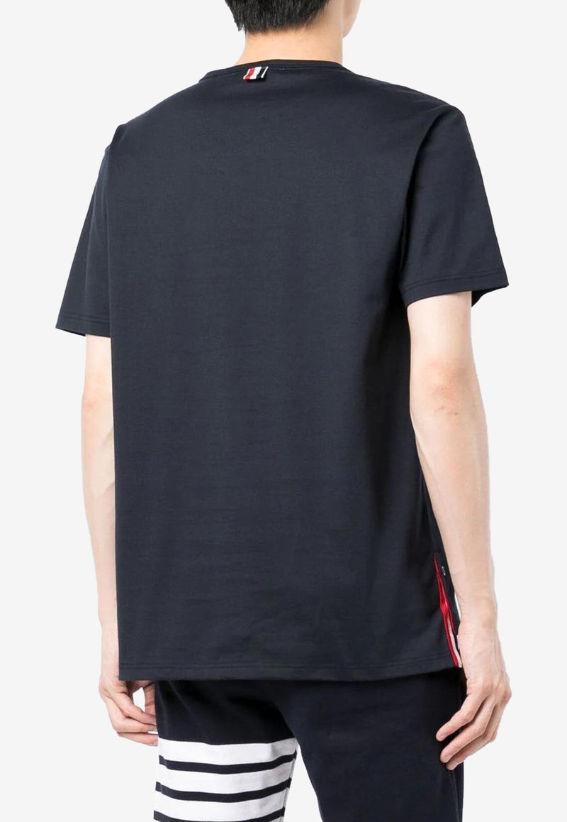 Thom Browne Name Tag Patch Crewneck T-shirt Navy MJS010A01454_415