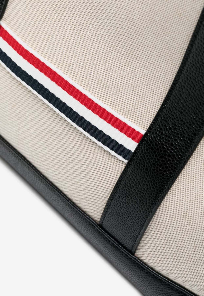 Thom Browne Medium RWB Stripe Canvas Tote Bag Black MAG389AF0492_001