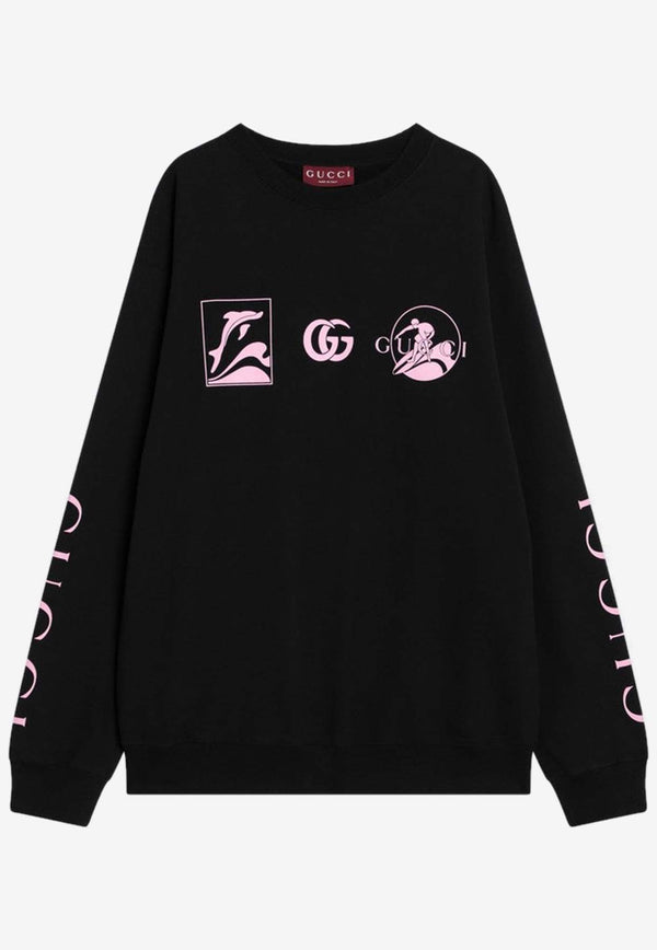 Gucci Graphic Print Logo Sweatshirt Black 784413XJG74/Q_GUC-1152