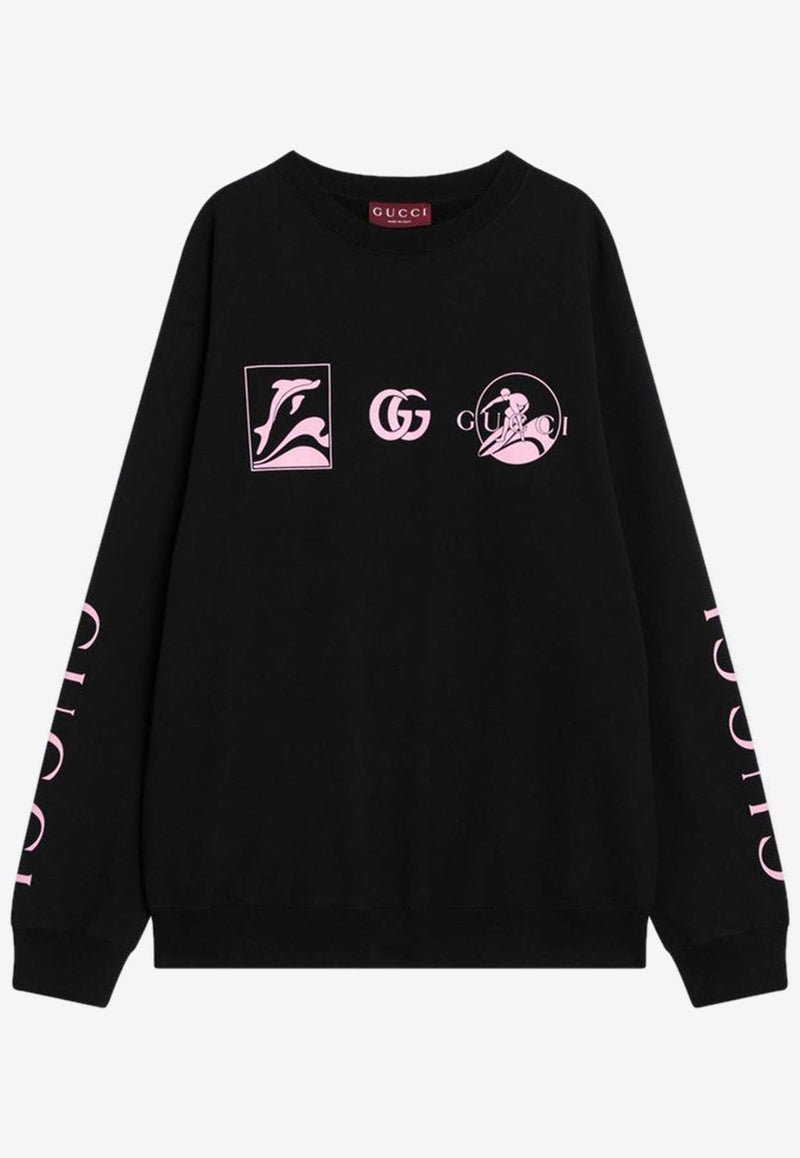 Gucci Graphic Print Logo Sweatshirt Black 784413XJG74/Q_GUC-1152