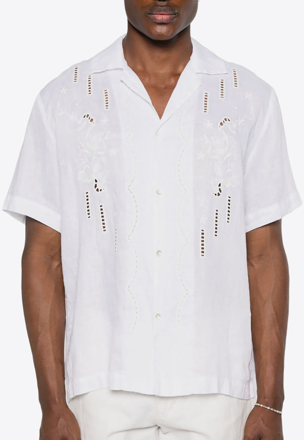 P.A.R.O.S.H Embroidered Linen Shirt White D380615BEACH24_002