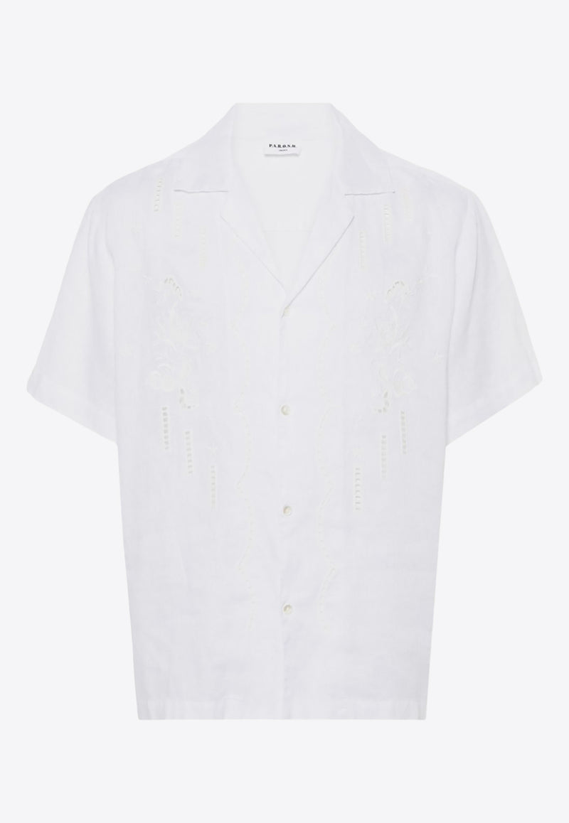 P.A.R.O.S.H Embroidered Linen Shirt White D380615BEACH24_002