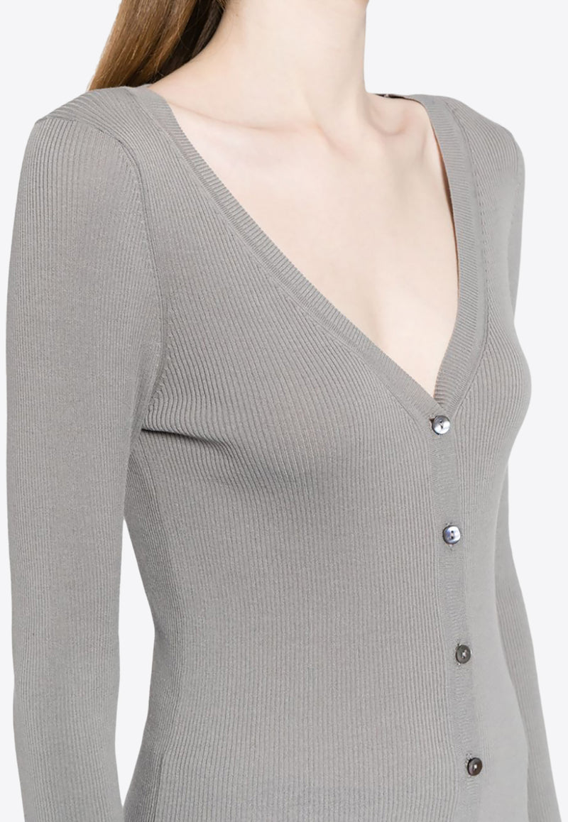 P.A.R.O.S.H Ribbed Knit V-neck Cardigan Gray D520738CIPRIA24_018