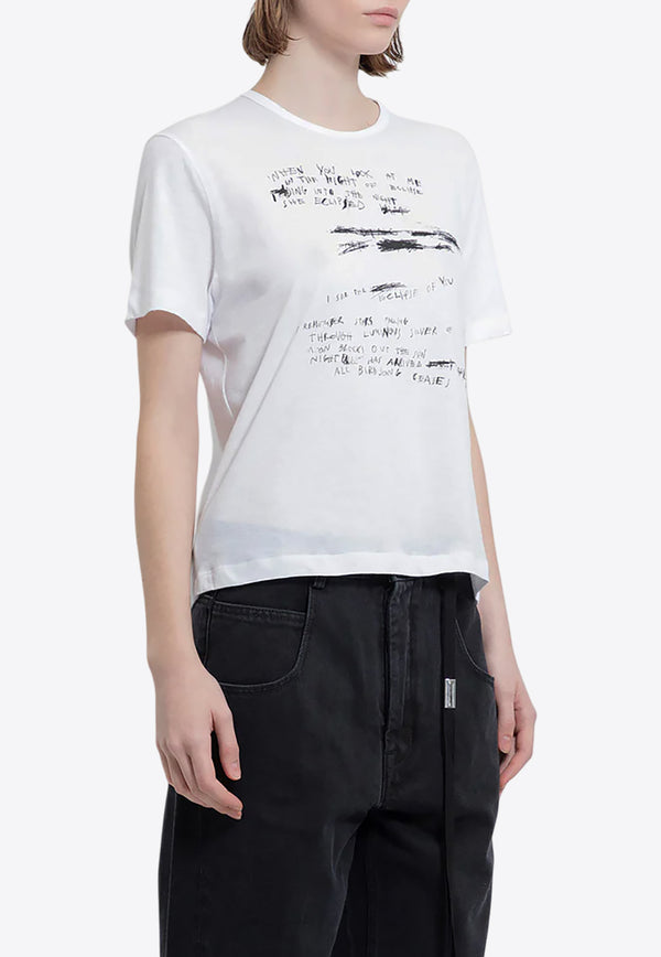 Ann Demeulemeester Handwriting Graphic-Print T-shirt White B0011991FA206_001